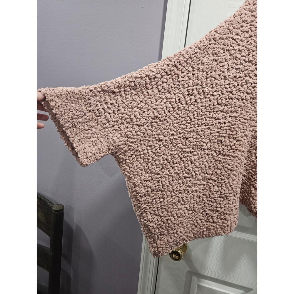 Romeo and Juliet Couture Popcorn Sweater Cowl Neck Rose Pink Size M Cape Shrug - Picture 3 of 8
